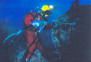 Diver using water jetting